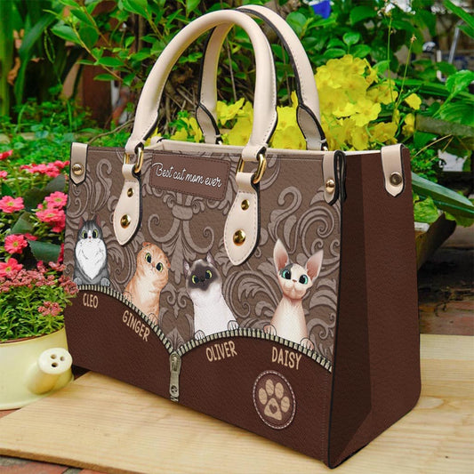 Best Dog Mom Ever - Gift for mom, mom, dog lover, cat lover - Personalized Leather Handbag