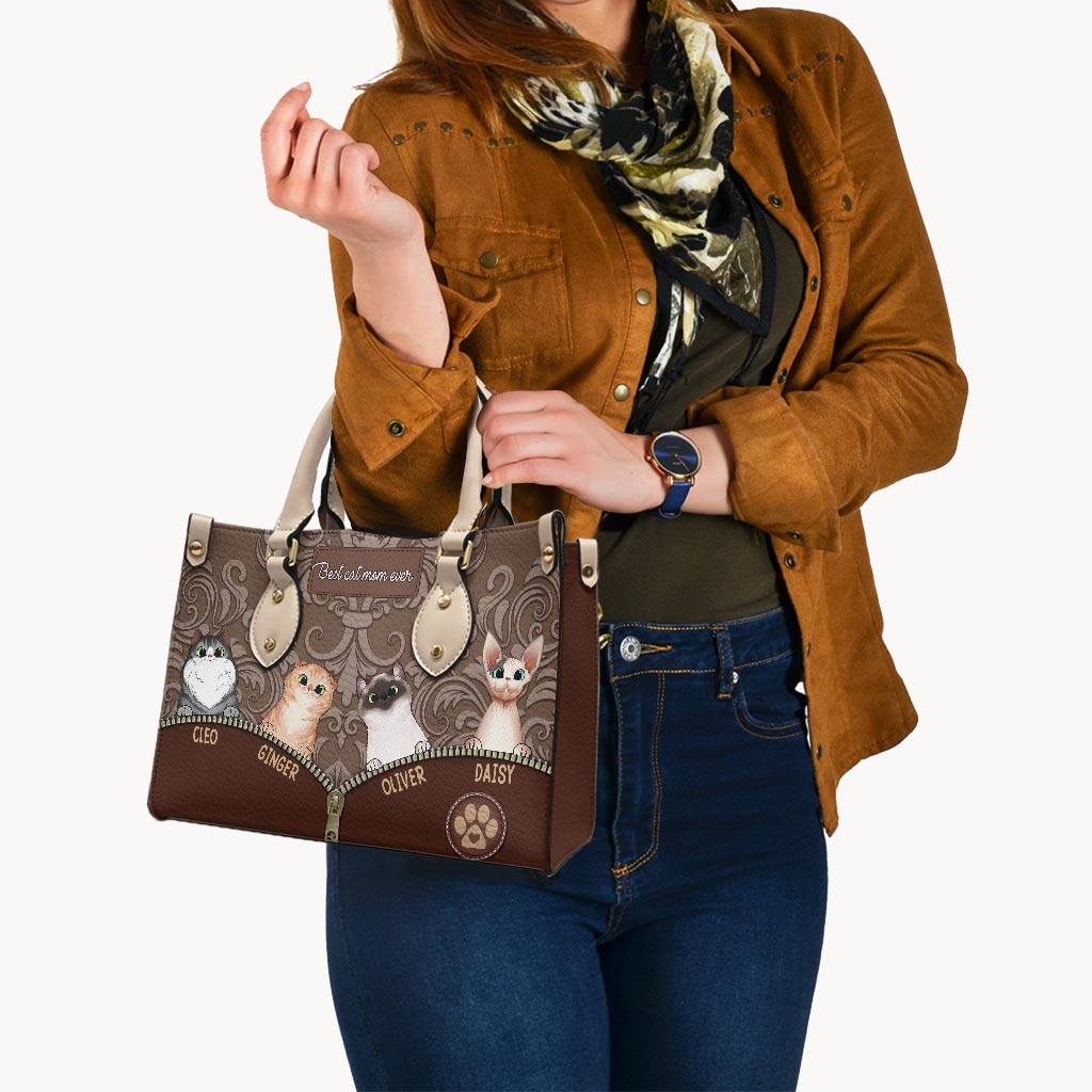 Best Dog Mom Ever - Gift for mom, mom, dog lover, cat lover - Personalized Leather Handbag