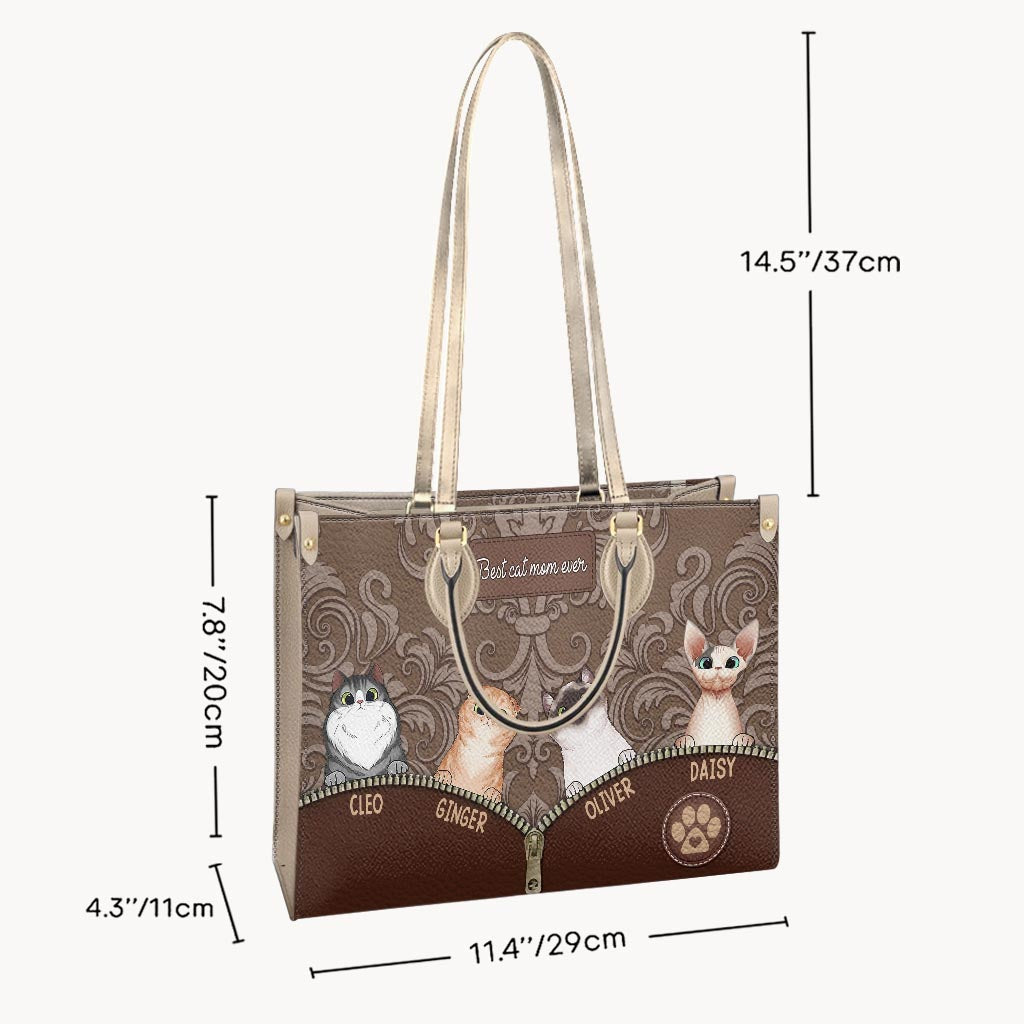 Best Dog Mom Ever - Gift for mom, mom, dog lover, cat lover - Personalized Leather Handbag