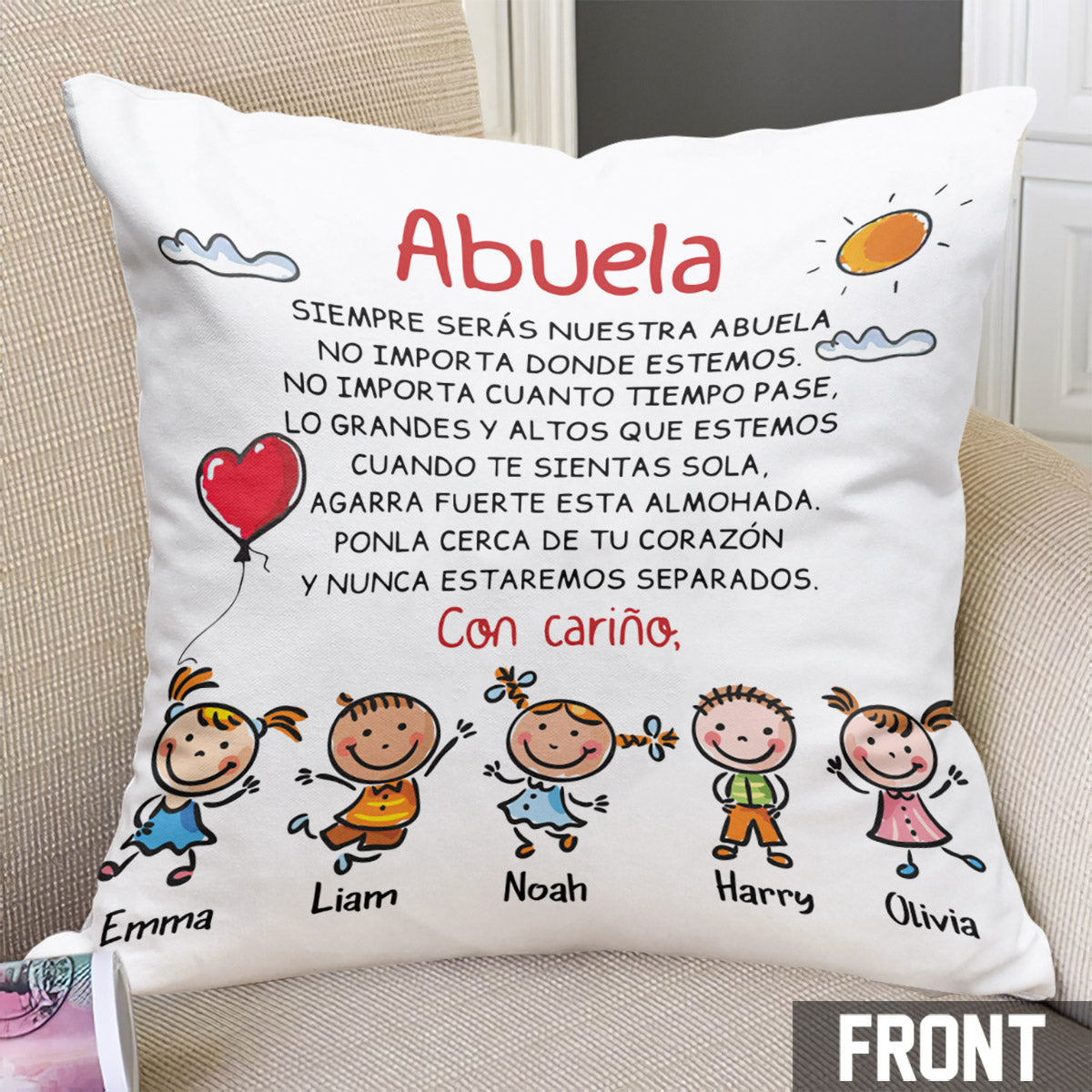 Grandma Spanish - Personalized Mother's Day Grandma Throw Pillow