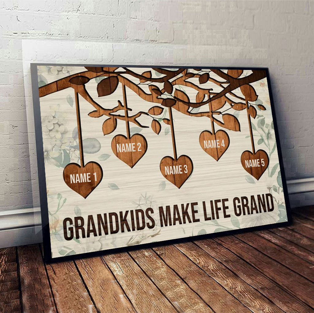 Grandkids Make Life Grand - Personalized Mother's Day Grandma Canvas And Poster