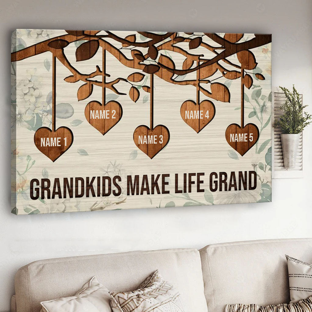 Grandkids Make Life Grand - Personalized Mother's Day Grandma Canvas And Poster
