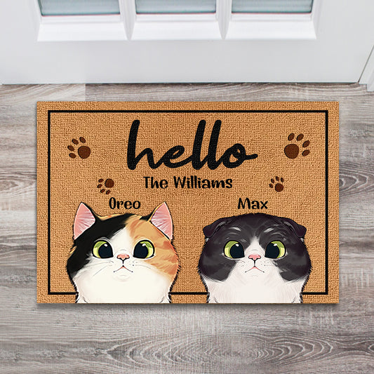 Welcome To Our Home - Personalized Cat Doormat