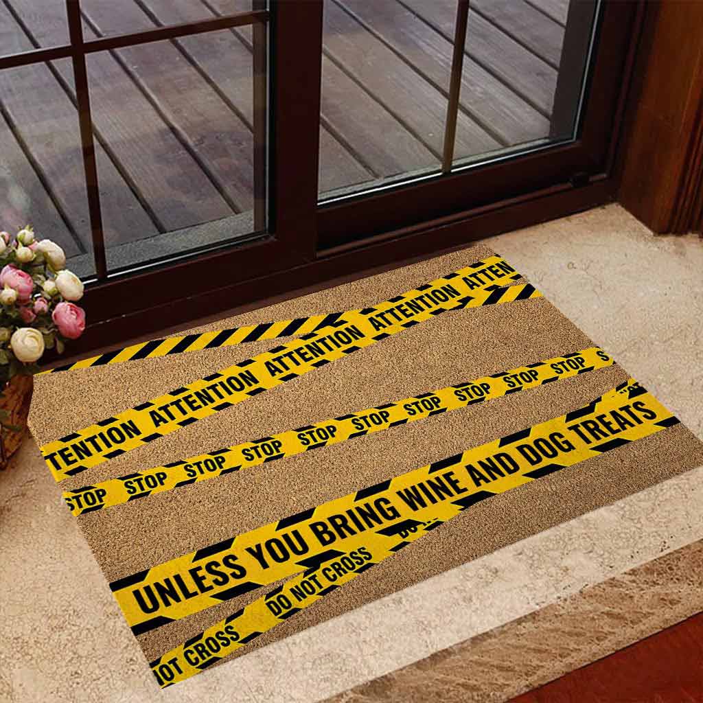 Attention - Dog Coir Pattern Print Doormat