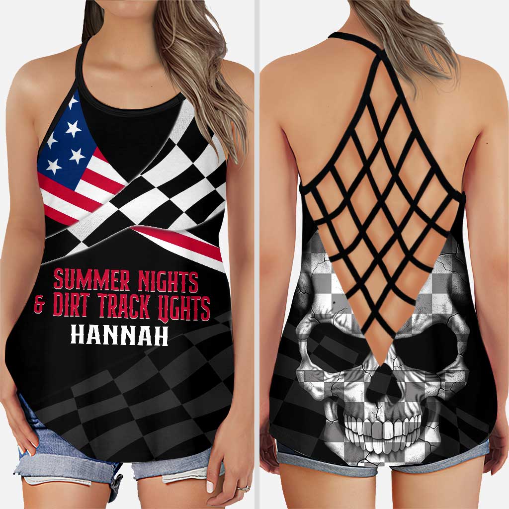 Summer Nights & Dirt Track Lights - Personalized Independence Day Racing Cross Tank Top and Leggings