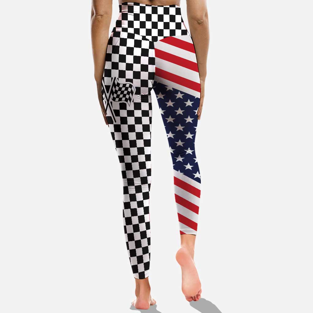 Summer Nights & Dirt Track Lights - Personalized Independence Day Racing Cross Tank Top and Leggings