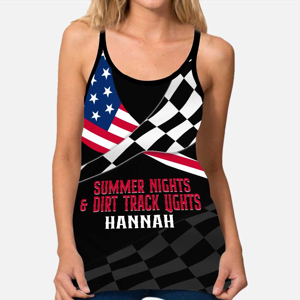 Summer Nights & Dirt Track Lights - Personalized Independence Day Racing Cross Tank Top and Leggings