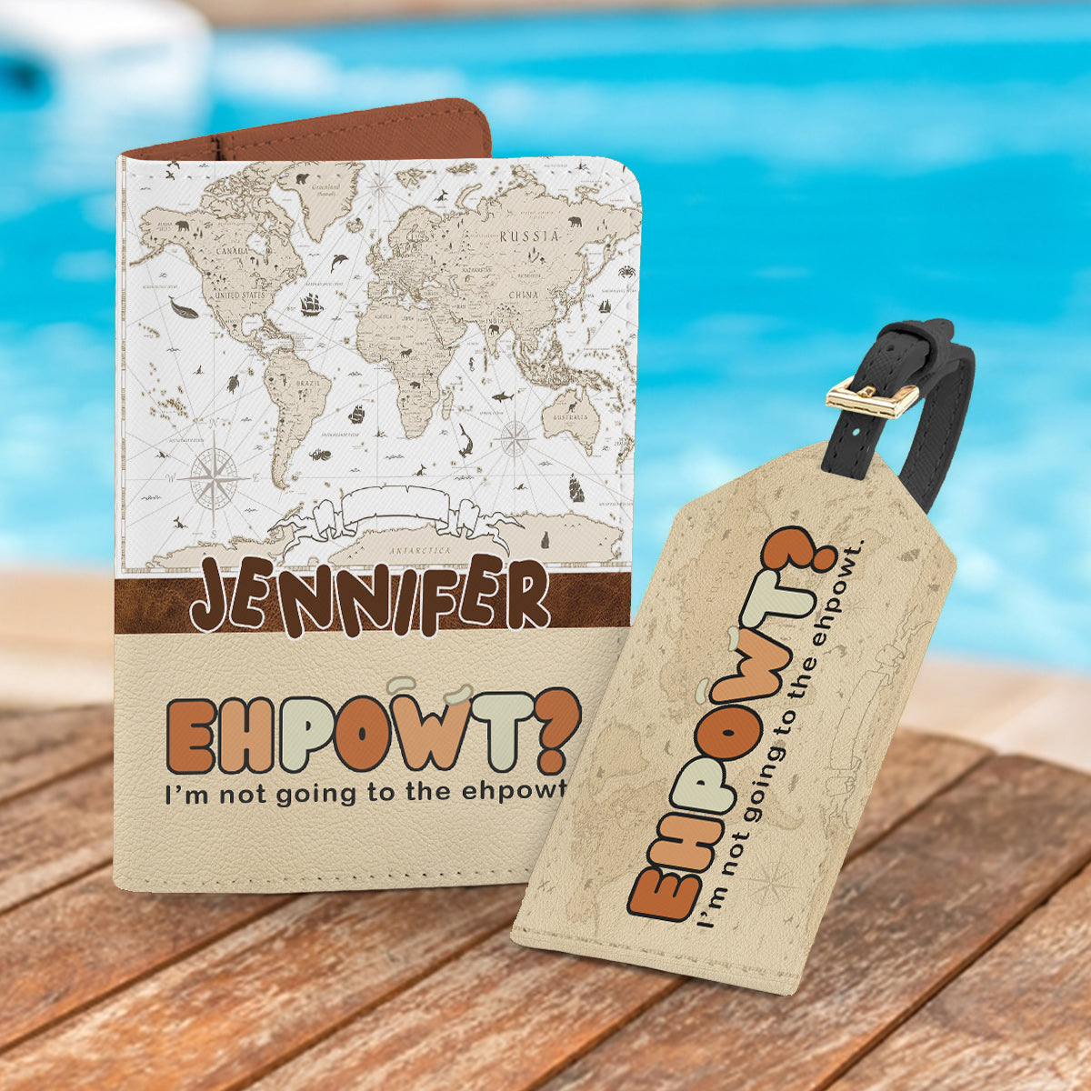 Ehpowt - Personalized Travelling Leather Luggage Tag & Passport Holder