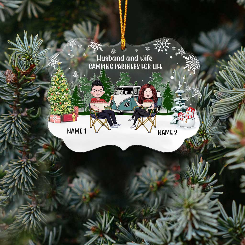 Camping Partners For Life - Personalized Christmas Camping Transparent Ornament