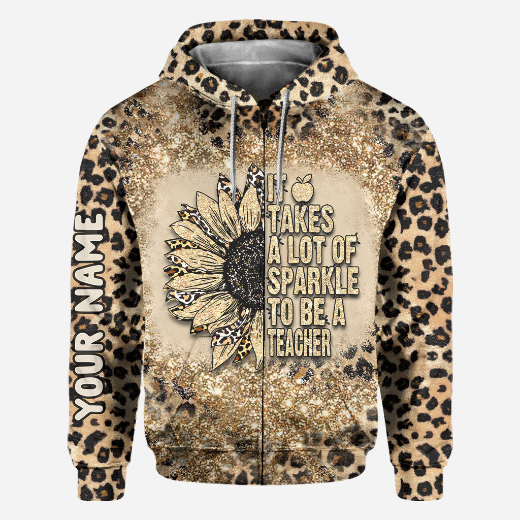 Be A Teacher - Personalized All Over T-shirt and Hoodie With Faux Glitter Print