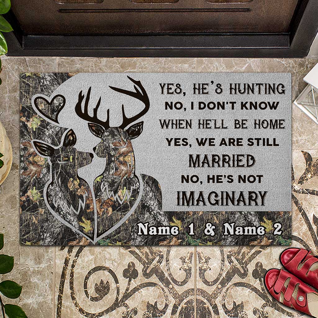 He's Not Imaginary - Personalized Hunting Doormat