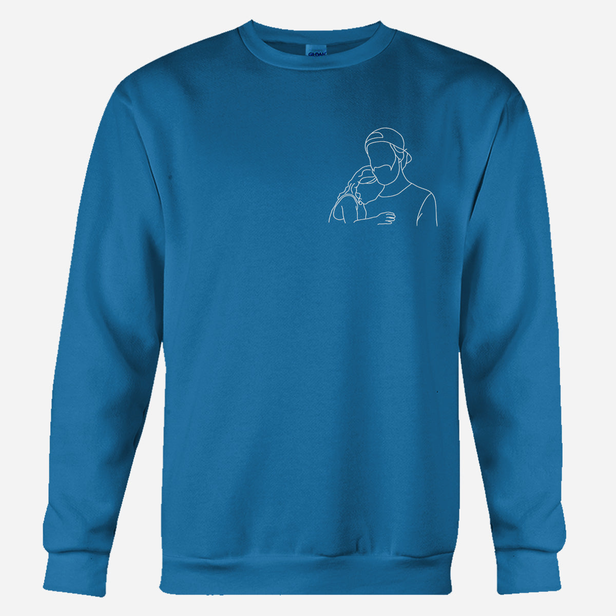 Custom Line Art - Personalized Father Embroidered Sweater