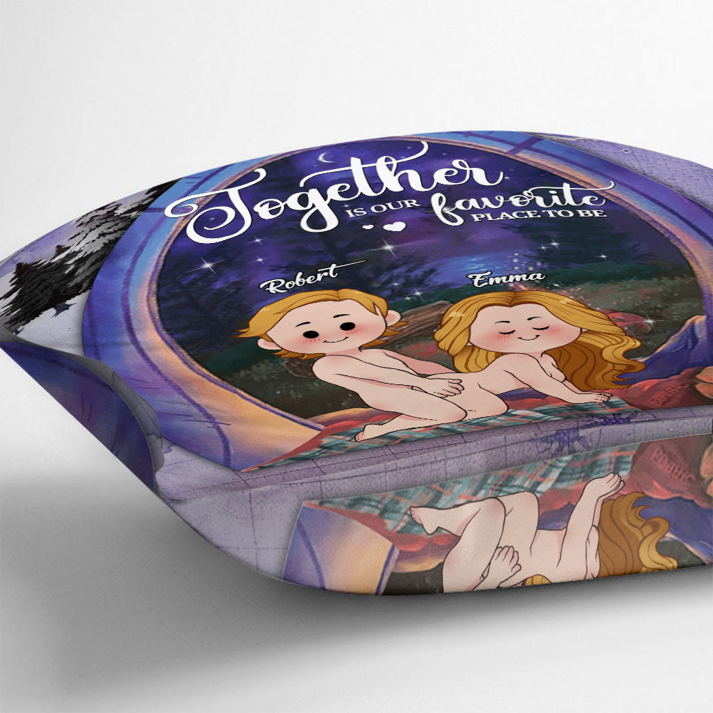 Together Is Our Favorite Place To Be - Personalized Camping Throw Pillow