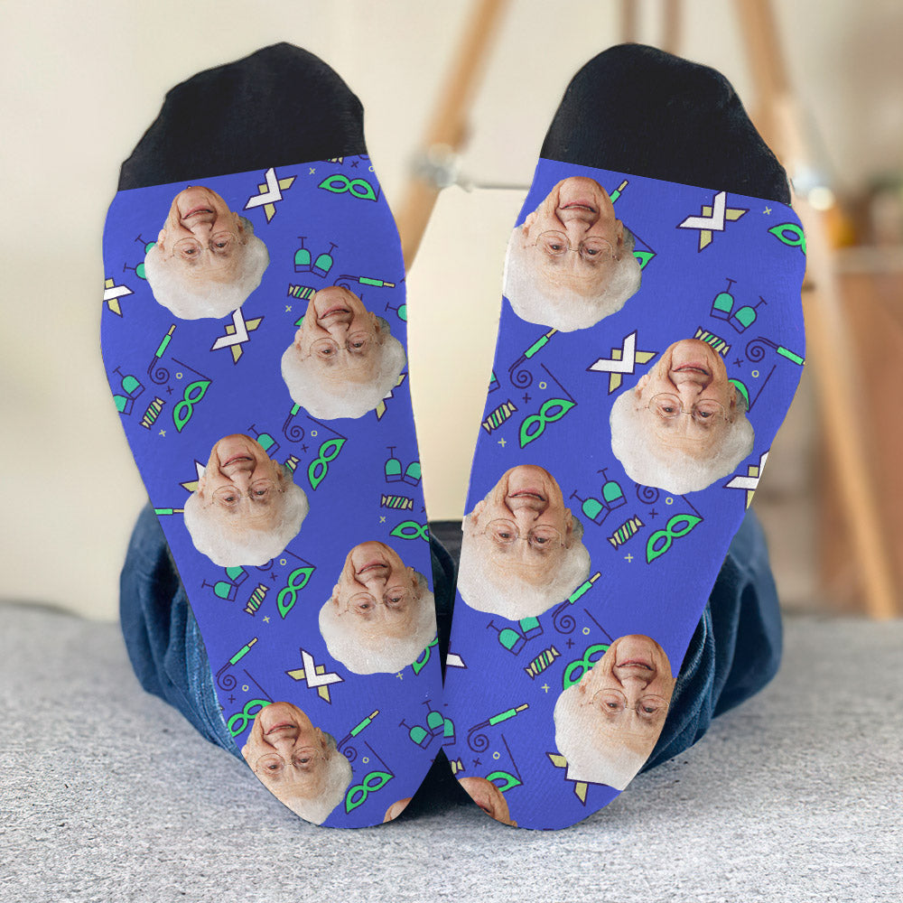 Custom Face Party Pattern - Personalized Grandma Socks