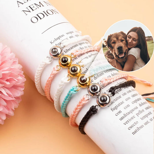 Those We Love Don't Go Away Dog Cat - Gift for dog lovers, who lost dog, who lost cat - Personalized Projection Bracelet