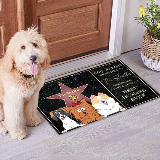 Star Of Fame Best Humans Ever - Personalized Dog Doormat