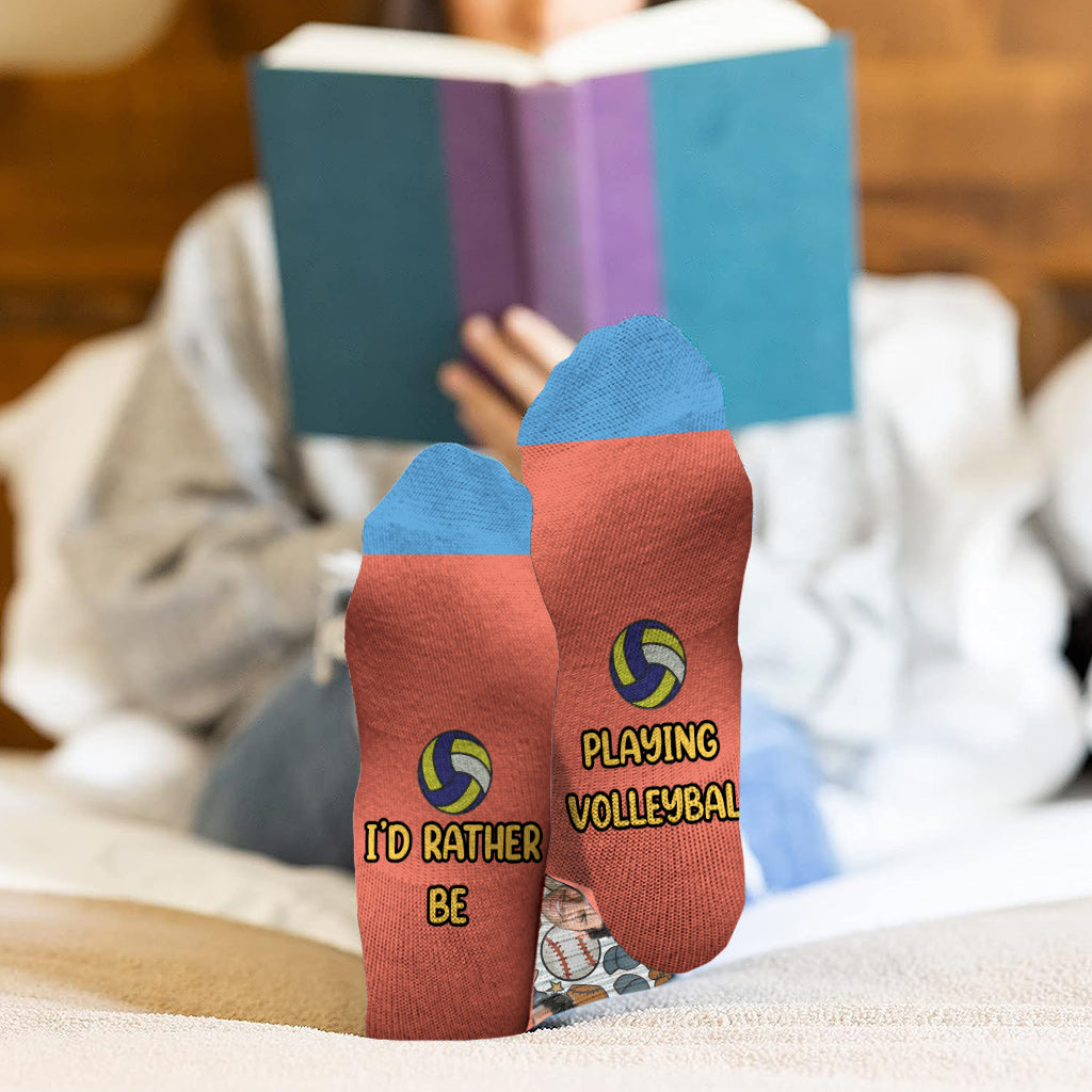 I'd Rather Be Playing Volleyball - Personalized Volleyball Socks
