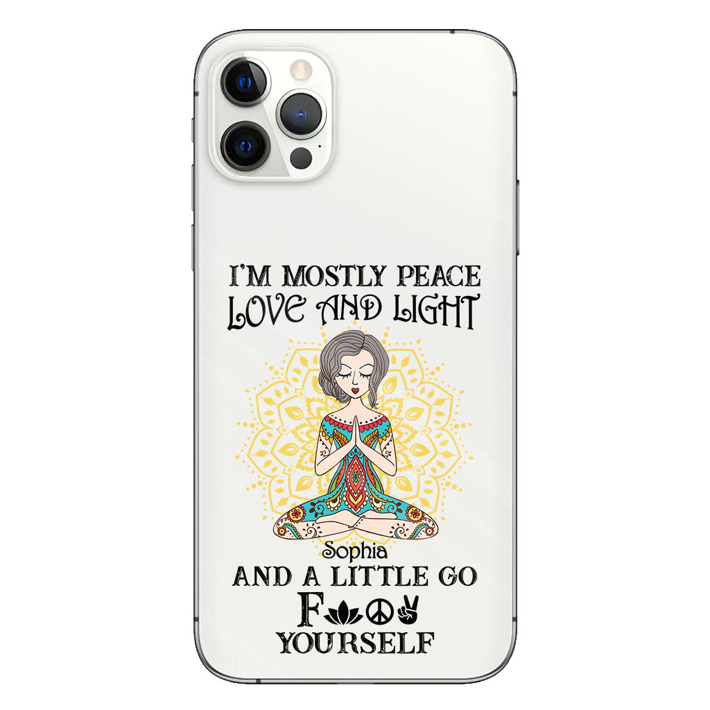 I’m Mostly Peace Love And Light - Personalized Yoga Clear Phone Case