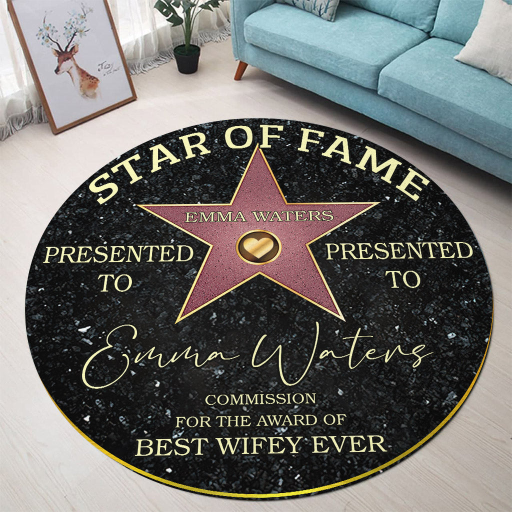 Star Of Fame Best Wifey Hubby Girlfriend Boyfriend Ever - Personalized Couple Round Rug