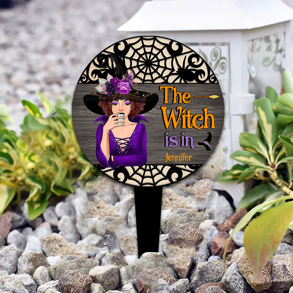 The Witch Is In - Personalized Witch Acrylic Garden Sign