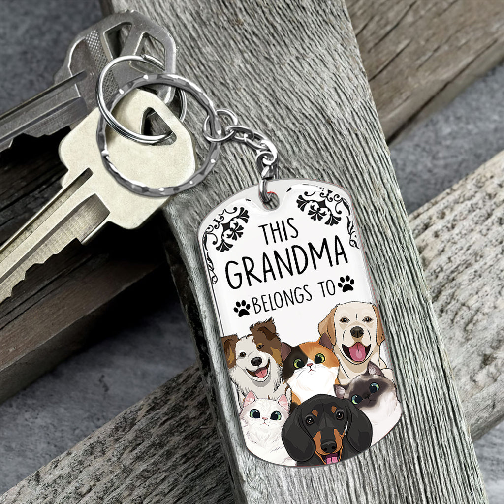 This Human Belongs To - Dog gift for cat lover - Personalized Stainless Steel Keychain