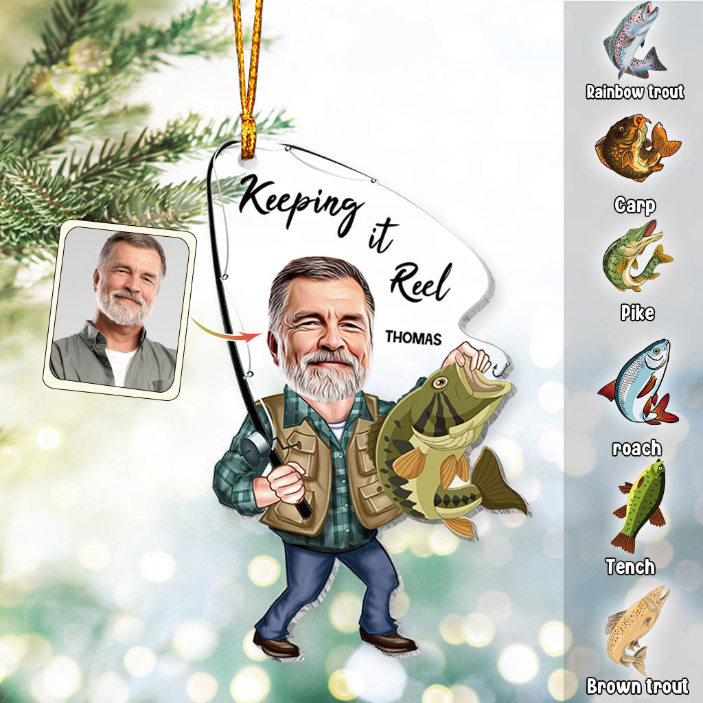 Photo Inserted Funny Fishing Keeping It Reel - Personalized Fishing Transparent Ornament