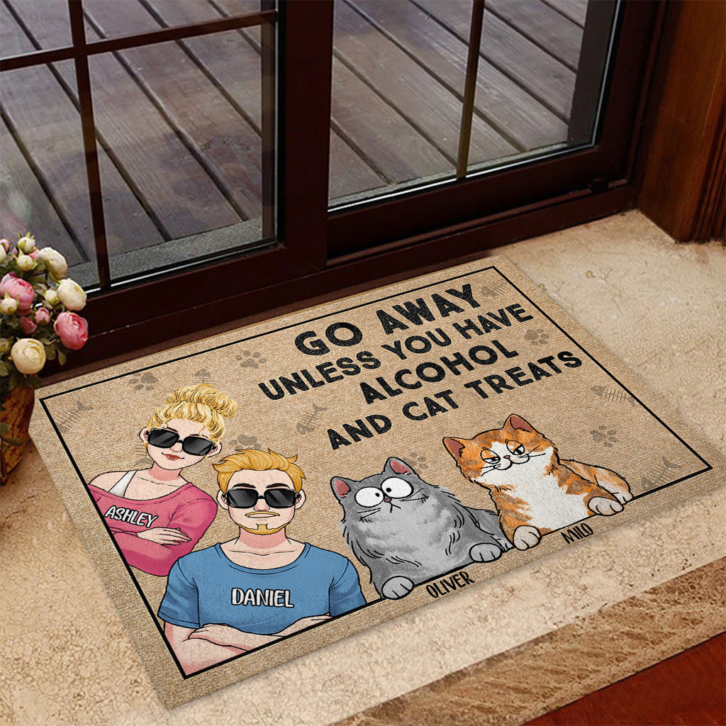 Go Away Unless You Have Alcohol And Cat Treats - Personalized Couple Doormat