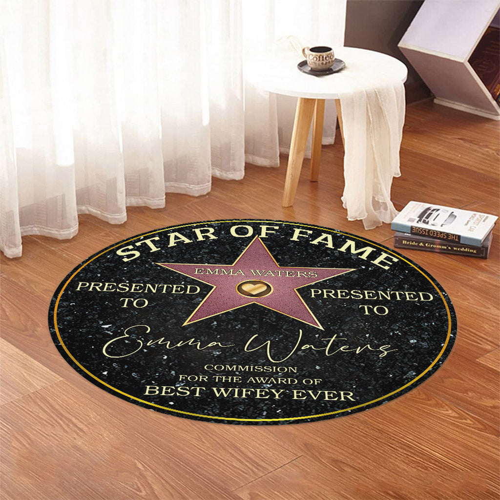 Star Of Fame Best Wifey Hubby Girlfriend Boyfriend Ever - Personalized Couple Round Rug