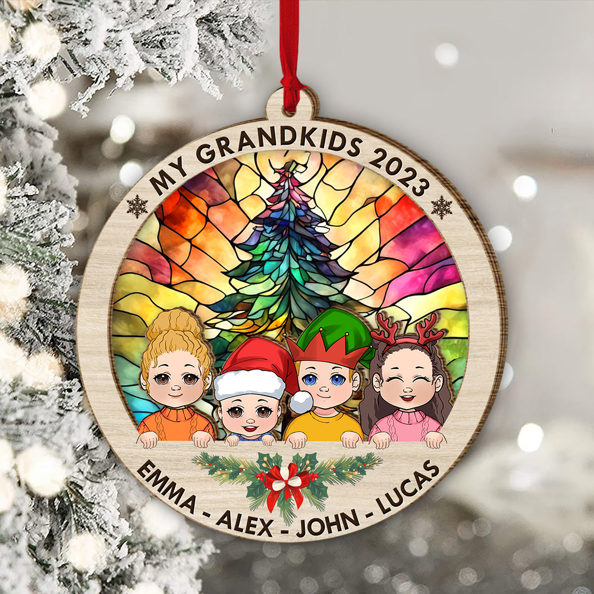 My Grandkids - Gift for grandma - Personalized 2 Layered Piece Ornament