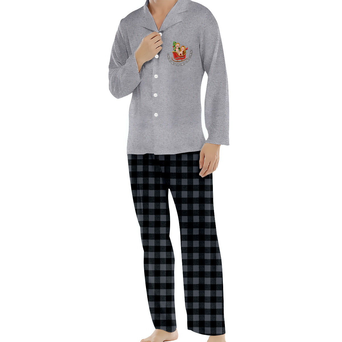 Santa Is Not The Only One Coming - Personalized Couple Button Down Pajamas