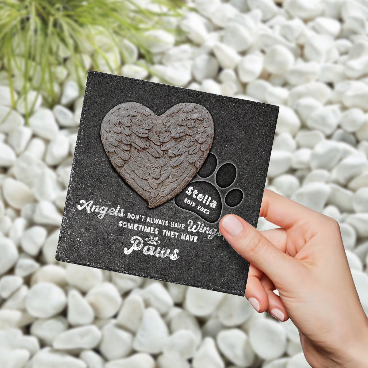 Angel Don't Always Have Wings - Personalized Dog Square Shaped Stone