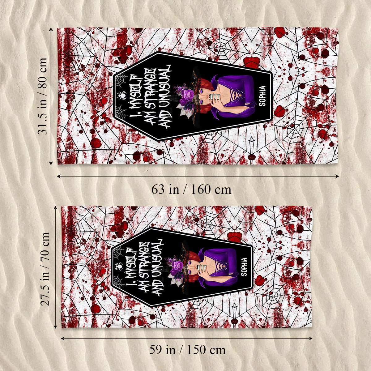 I Myself Am Strange and Unusual - Personalized Witch Beach Towel