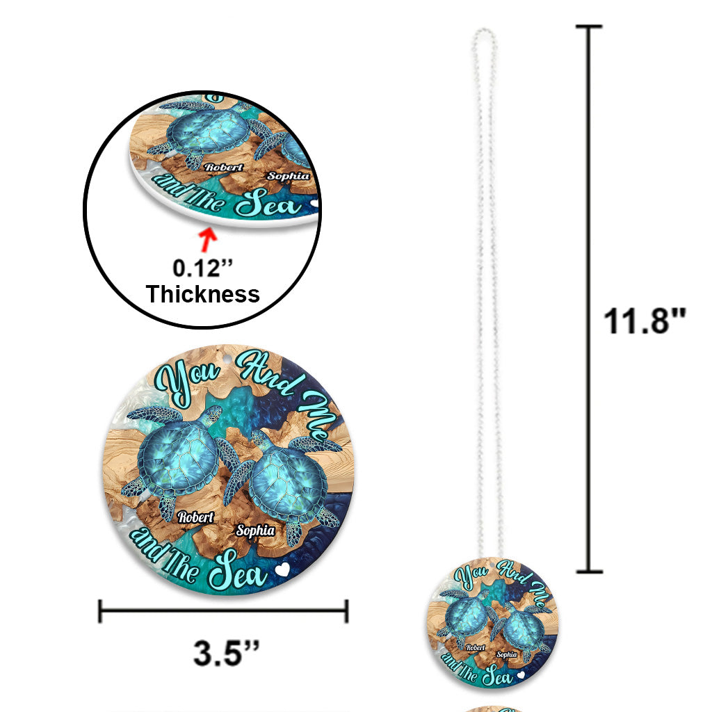 You And Me And The Sea - Personalized Turtle Car Ornament