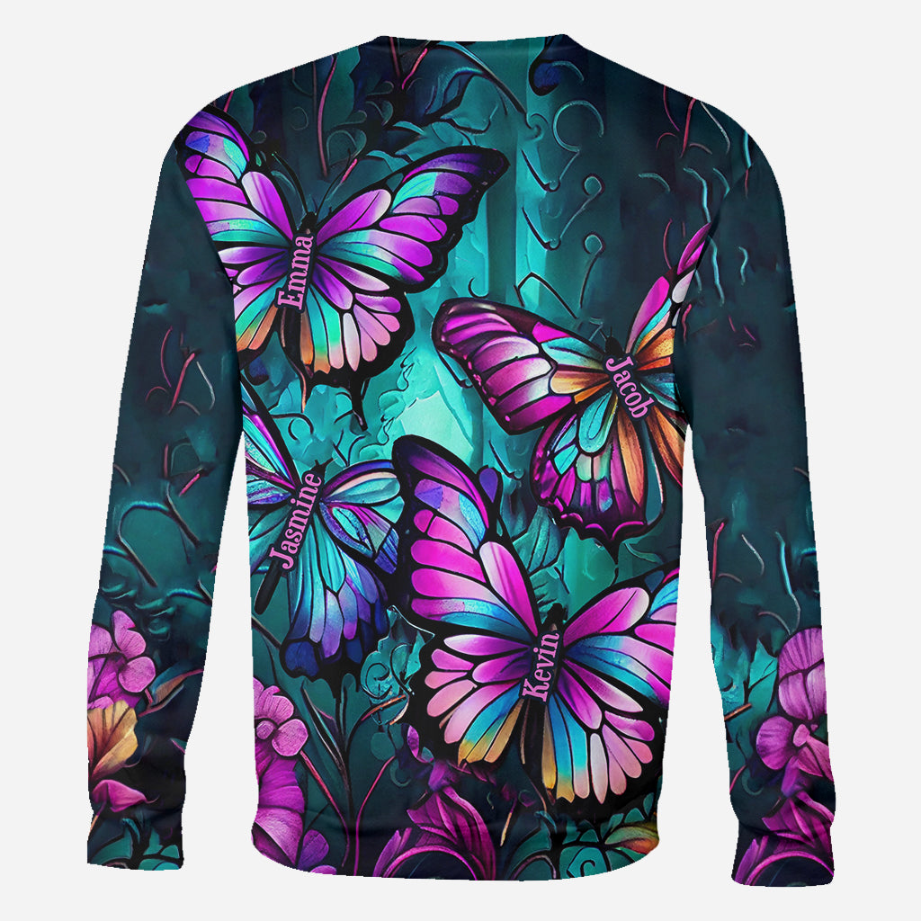 Grandma's Butterflies - Personalized Grandma All Over Shirt