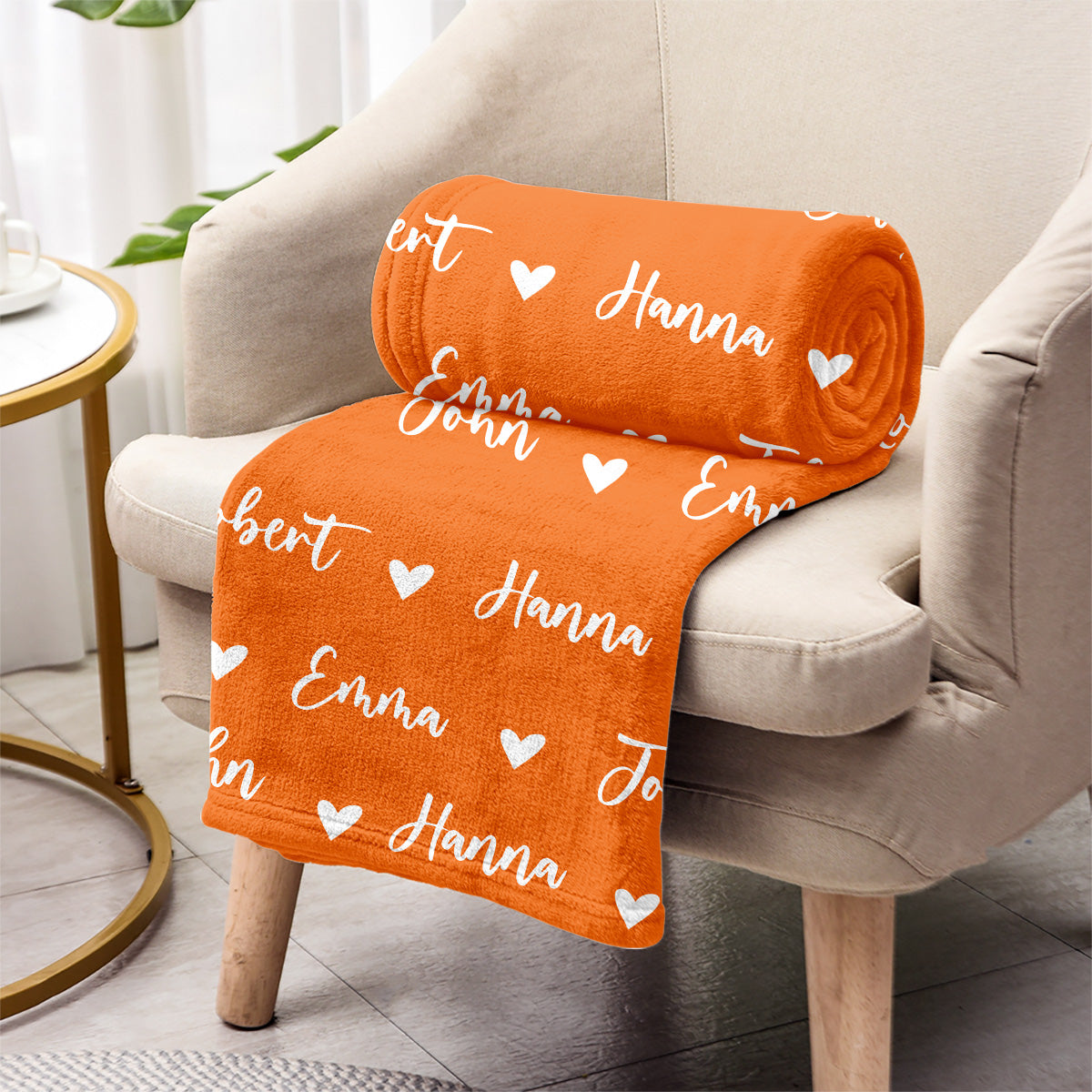 Custom Name Heart Pattern - Personalized Family Blanket