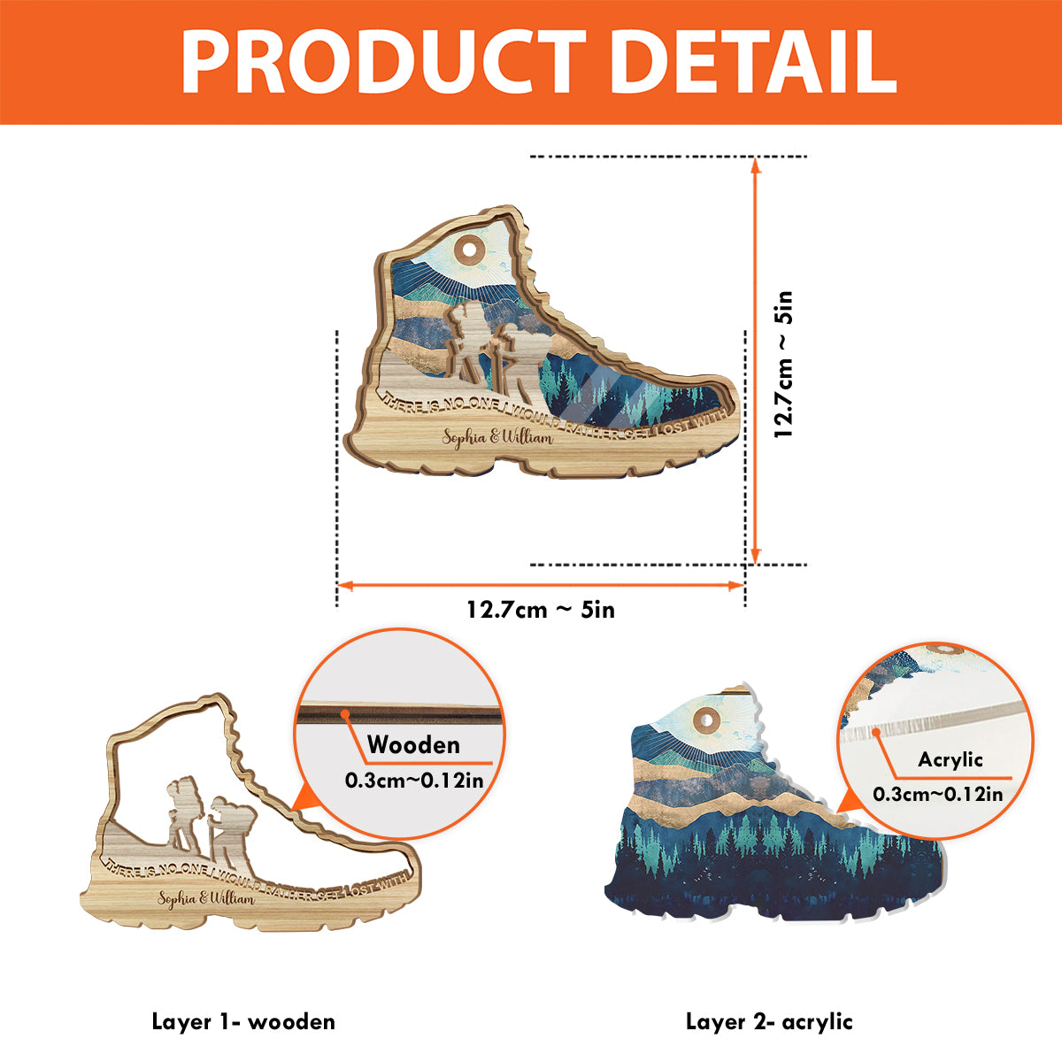 There Is No One I Would Rather Get Lost With - Hiking gift for wife, husband, boyfriend, girlfriend - Personalized Suncatcher