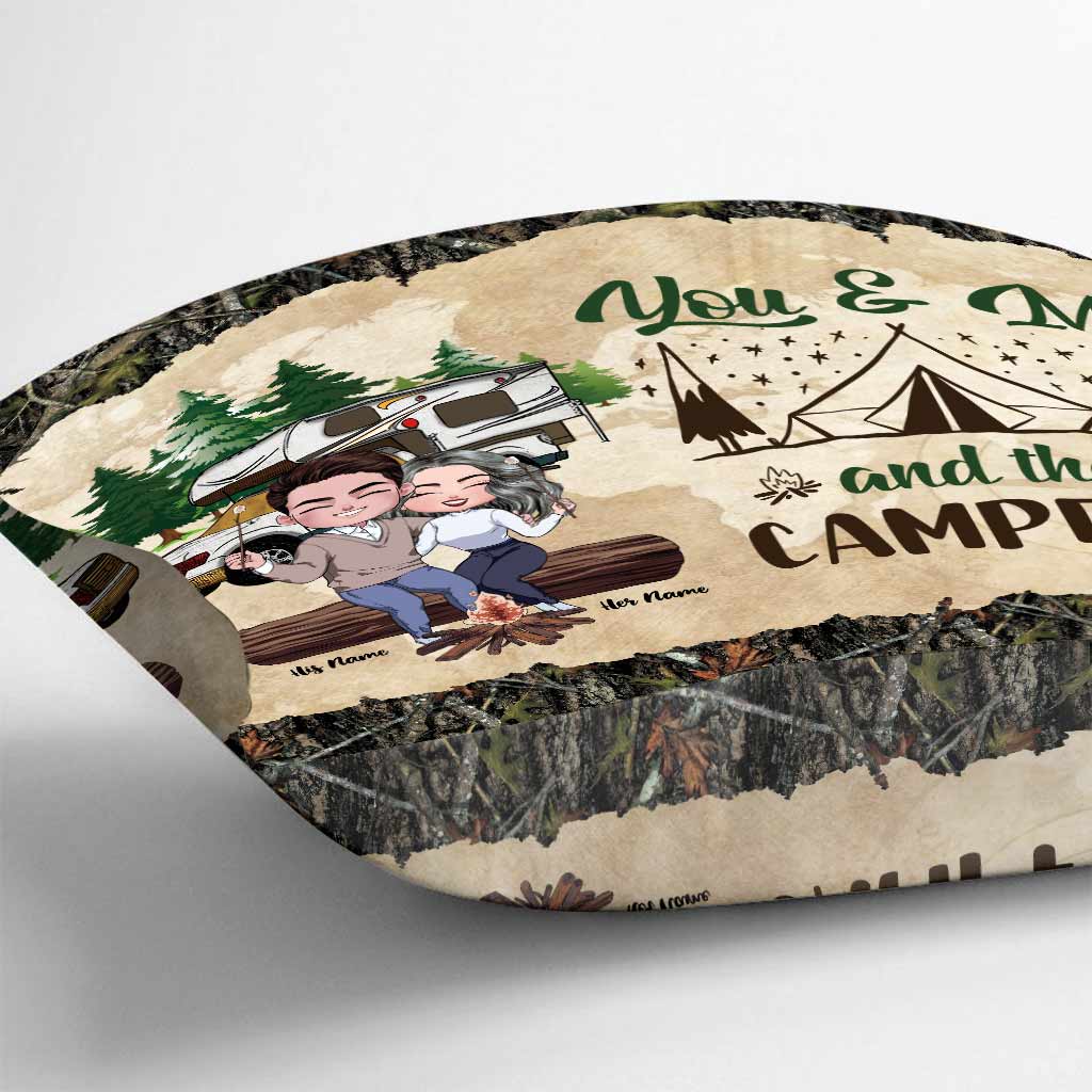 You And Me And The Campfire - Personalized Camping Throw Pillow