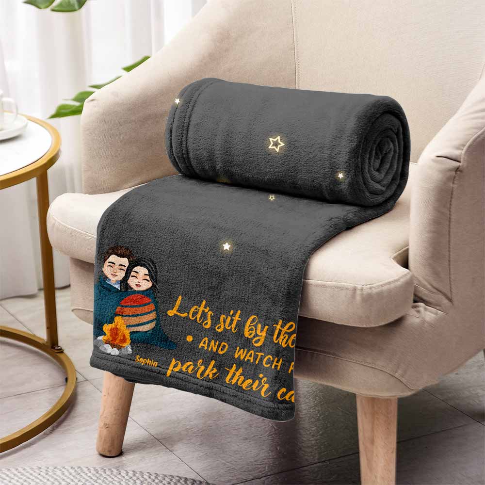 Let's Sit By The Campfire - Personalized Couple Camping Blanket