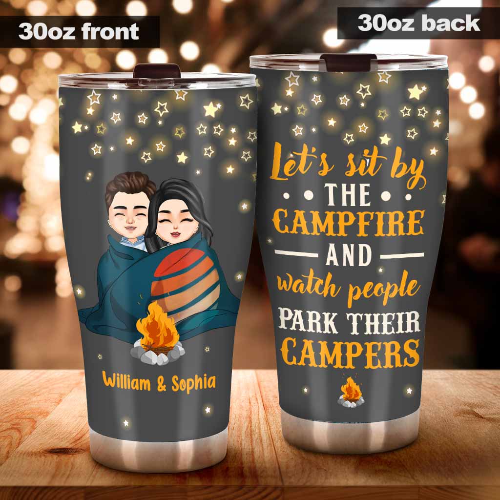 Let's Sit By The Campfire - Personalized Couple Camping Tumbler