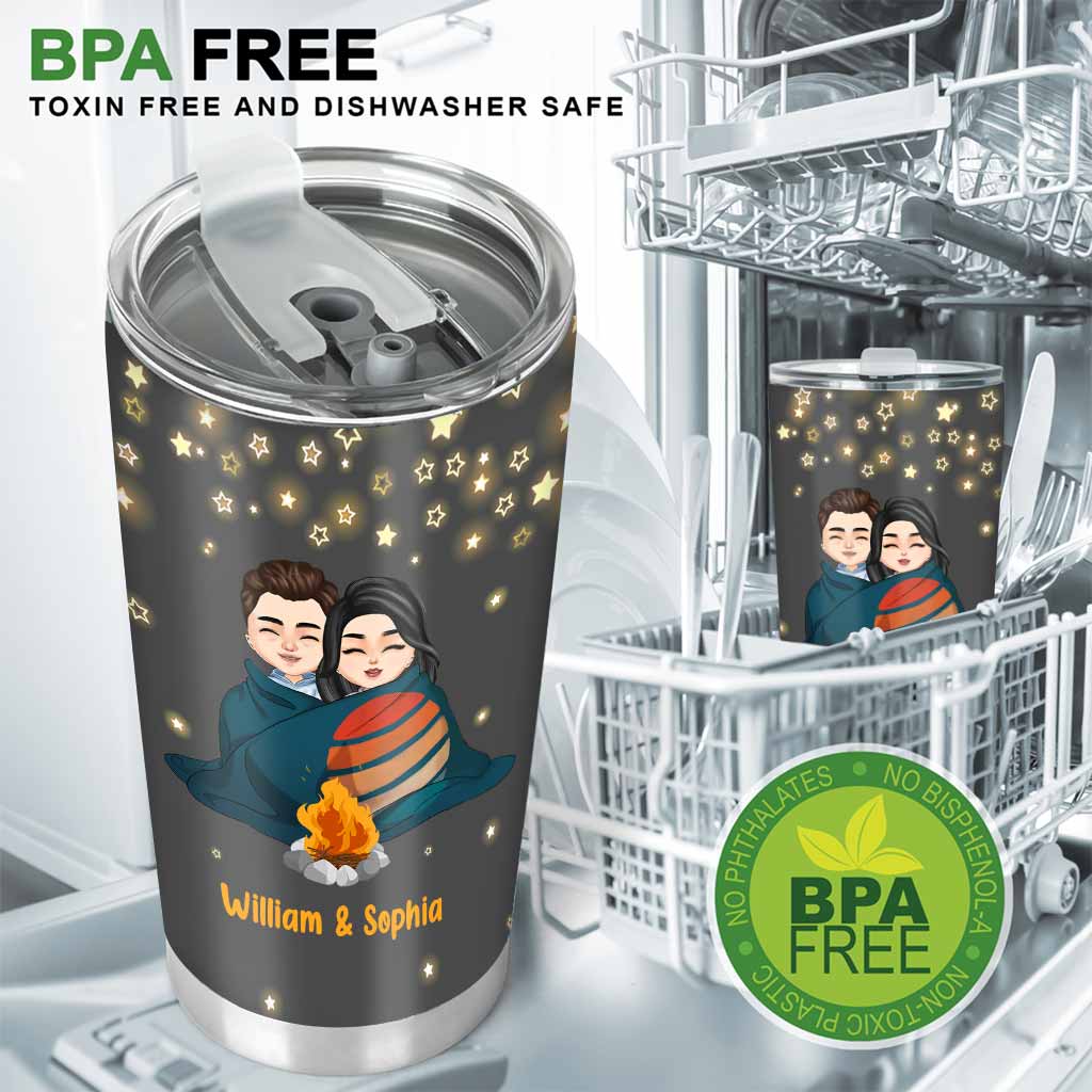 Let's Sit By The Campfire - Personalized Couple Camping Tumbler