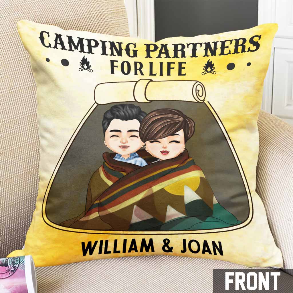 Camping Partners For Life - Personalized Couple Throw Pillow