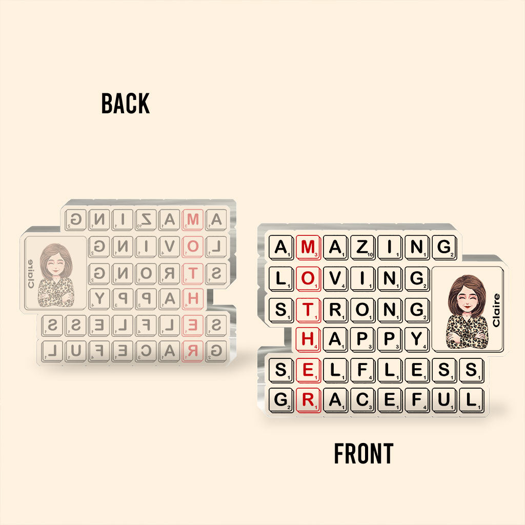 Mom Scrabble Tile - Personalized Mother's Day Mother Custom Shaped Acrylic Plaque