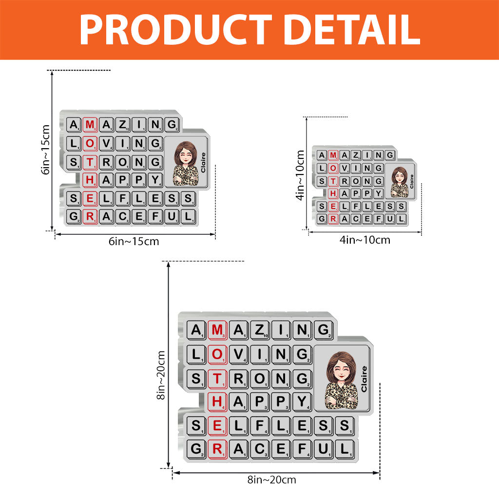 Mom Scrabble Tile - Personalized Mother's Day Mother Custom Shaped Acrylic Plaque