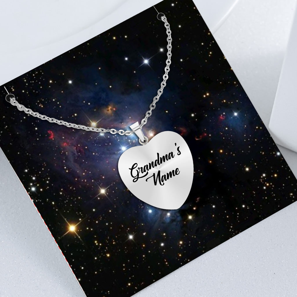 To The Moon And Back - Personalized Mother's day Grandma Heart Pendant Necklace