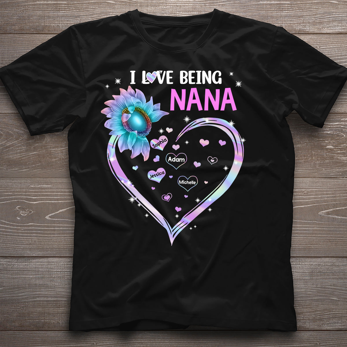I Love Being Grandma Sunflower - Personalized Mother's Day Grandma T-shirt and Hoodie