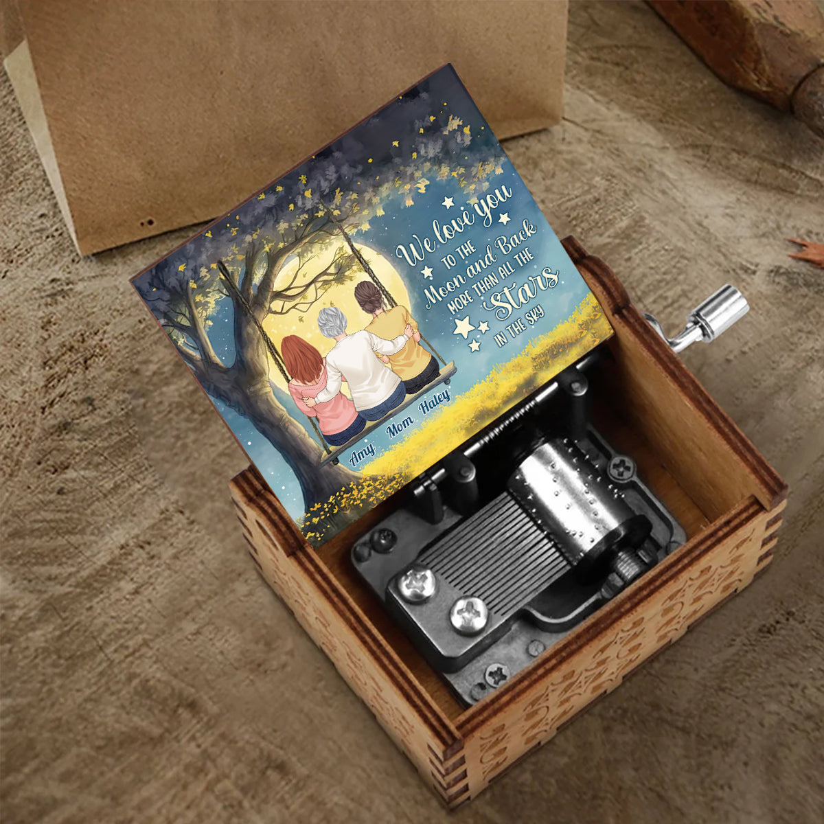 More Than All The Stars - Personalized Mother's Day Grandma Hand Crank Music Box