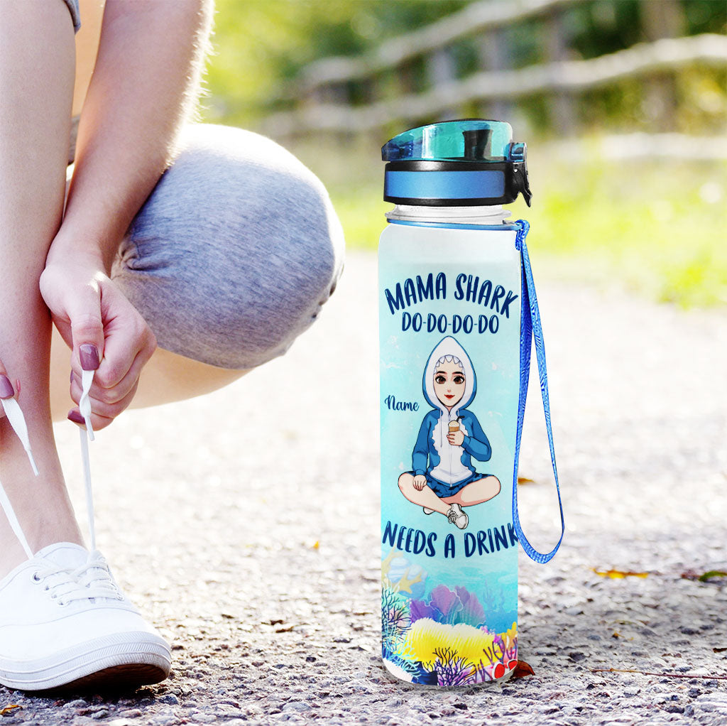 Mama Shark Need A Drink - Personalized Mother Water Tracker Bottle