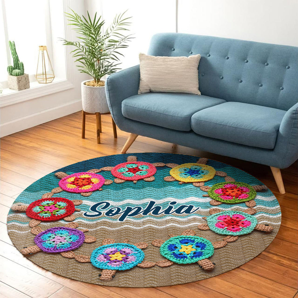 Love Turtles - Personalized Turtle Round Rug