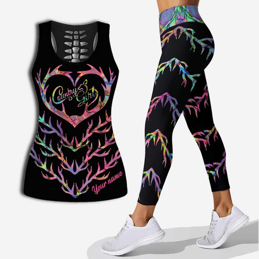 Country Girl - Personalized Hunting Hollow Tank Top and Leggings