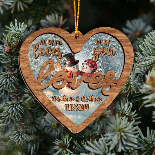 All Of Me Loves - Personalized Christmas Couple Layers Mix Ornament